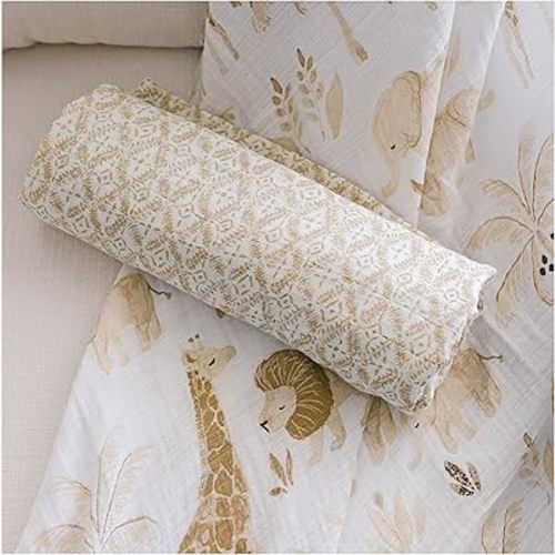 Crane Baby 100% Cotton Muslin Swaddle Blankets, Kendi Safari Animal, Baby Swaddle Blanket, Set of 2, 47" x 47", Swaddles for Newborns, Baby Muslin Swaddle Blanket, Swaddle Blankets for Boys & Girls