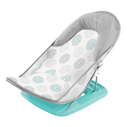 Summer Deluxe Baby Bather (Dashed Dots) - Bath Support for Use in The Sink or Bathtub - Includes 3 Reclining Positions