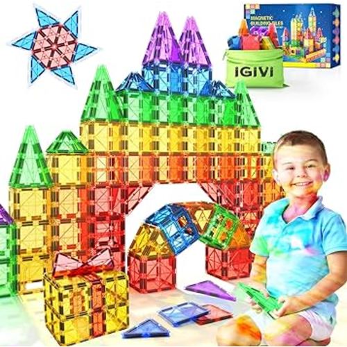 Magnetic Tiles Kids Toys for 3+ Year Old Boys & Girls, STEM Building Blocks Toys & Games, Sensory Toys for Toddlers, 3 4 5 6 7 8 Year Old Boy Birthday Gift