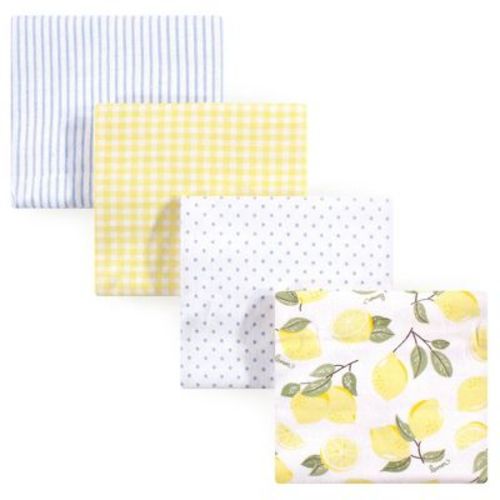 Hudson Baby Infant Girl Cotton Poly Flannel Receiving Blankets, Lemons, One Size