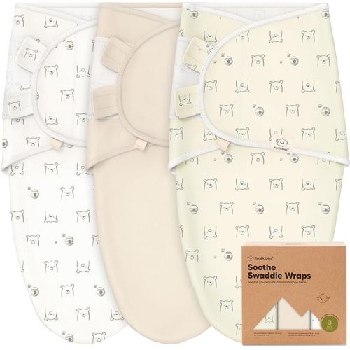 KeaBabies 3-Pack Organic Baby Swaddle Sleep Sacks - Swaddles for Newborns, Infant 0-3 Months, Baby Girls, Boys, Soft & Snug Newborn Sleep Sack, Nursery Swaddling Blankets (Bumble Bear)