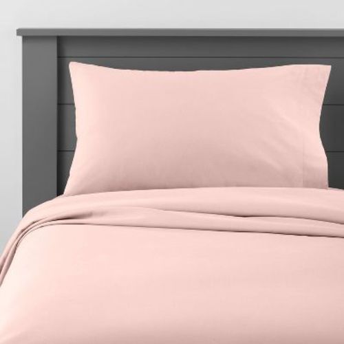 Full Solid Cotton Kids' Sheet Set Pink - Pillowfort™: 4-Piece Set, OEKO-TEX Certified, 220 Thread Count, Full Size