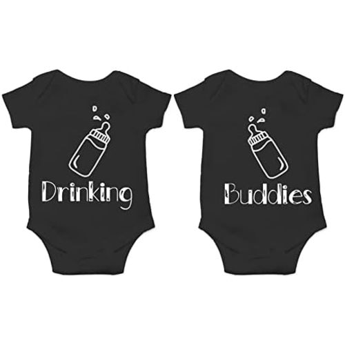 CBTwear Drinking Buddies - Matching Twin Babies - Baby Clothes - Funny Newborn Bodysuit Outfits for Boys and Girls