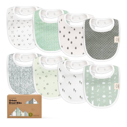 8-Pack Organic Baby Bibs for Boys, Girls - Soft Cotton Drooling and Teething Bibs for Baby Girl & Boy, Extra Absorbent, Easy To Clean & Put On for Toddler, Newborn, Infant 0-24 Months (Nordic)