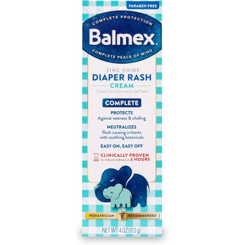 Balmex Complete Protection Baby Diaper Rash Cream with Zinc Oxide + Soothing Botanicals, 4 Ounce
