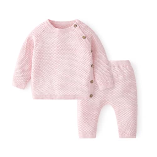 100% Cotton Knit Infant Baby Sweater and Pants Set, Unisex Newborn Boys Girls Outfit Long Sleeve Warm Clothes Newborn Gifts