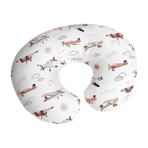 Sweet Jojo Designs Vintage Airplane Boy Nursing Pillow Cover Baby Breastfeeding Slipcover Infant Newborn Nursery Bottle Breast Feeding Pillowcase(Pillow NOT Included) - Airplanes Transportation Clouds