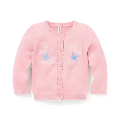 Baby Crushed Rose Baby Butterfly Cardigan by Janie and Jack