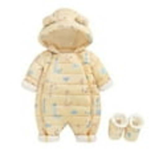 Ketyyh-chn99 Footie Pajamas Baby Girls Boys Warm Hooded Snowsuit Jumpsuit Coat Romper Outwear Jacket Snow Wear Fall Winter Coat Outwear For 3-6 Months,Yellow