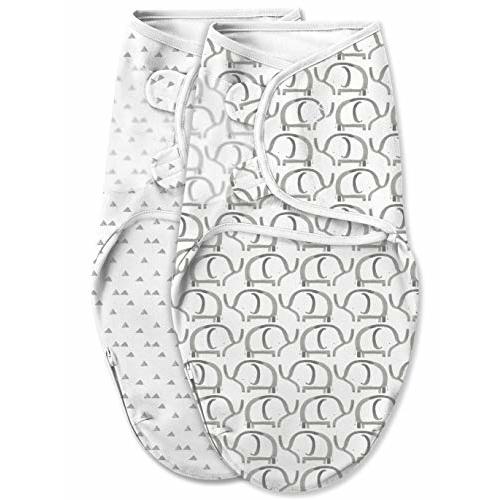 SwaddleMe Luxe Easy Change Swaddle, Ellie Elephant/Triangle Grey, Small/Medium (0-3 Months)