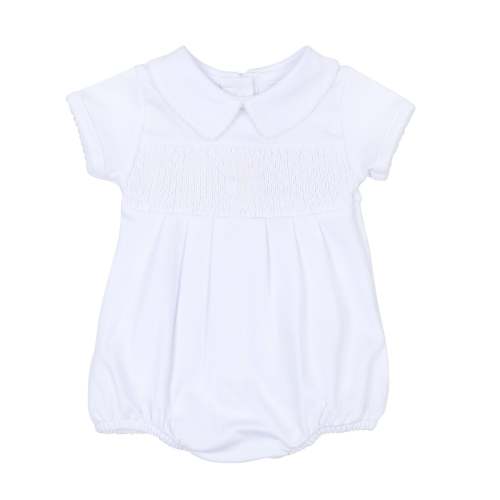 Blessed Smocked Unisex Bubble - White