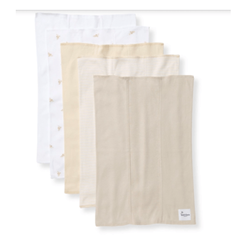 Golden Bee Organic Cotton Burp Cloths 5 Pack - Oat Color