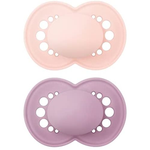 MAM Original Matte Baby Pacifier, Nipple Shape Helps Promote Healthy Oral Development, Sterilizer Case, Girl ,6-16 Months(Pack of 2)