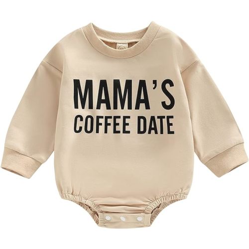 Kuriozud Newborn Baby Boy Girl Bubble Romper Funny Letter Long Sleeve Oversized Sweater Tops Fall Winter Clothes