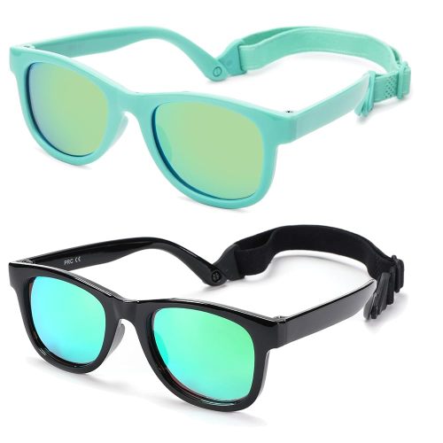 COASION Bendable Flexible Polarized Newborn Baby Sunglasses with Strap for Infant Boys Girls Age 0-12 Months CA8042