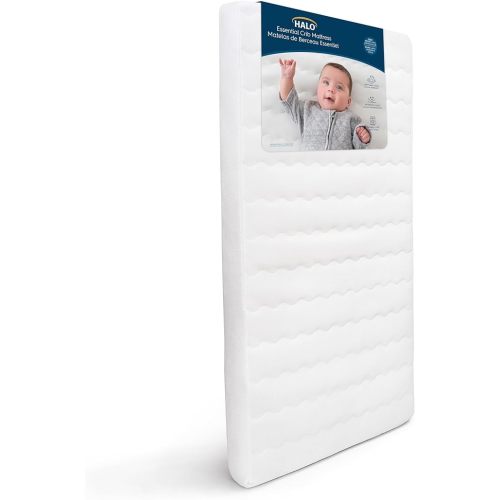 HALO DreamWeave Crib & Toddler Mattress - 100% Breathable Mattress and Core, Dual Sided 2-Stage Design, Machine Washable Cover, Hypoallergenic, Open Strand Polymer Core, Greenguard Cert.