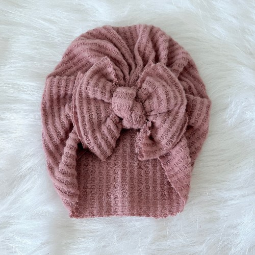 Baby Turban Modern Bow Hat in Blush Waffle, Turban Bow Hat, Turban Top Knot Hat, baby beanie, Baby Hat, Baby Turban, Messy Bow Turban