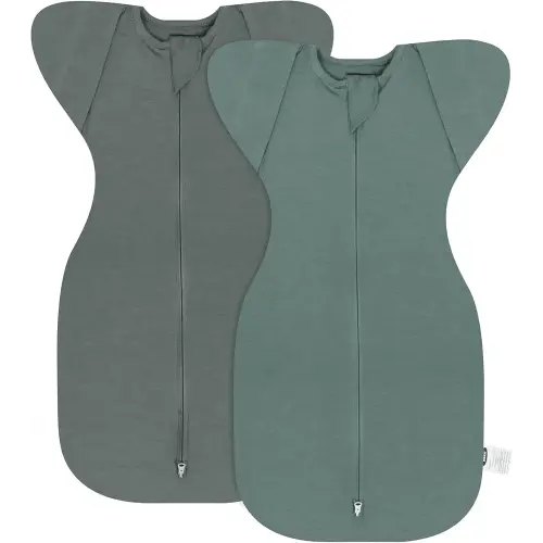 MEXXI Swaddle Baby Sleep Sack With Arms Up, 2 Pack Baby Transitional Swaddle with Double Zipper,0.5 TOG, 8-13 lbs, S