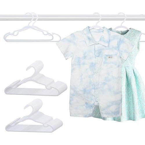 60 Pack White Baby Hangers 11.42 Inch & 12.91 Inch Each 30 Pack - Kids Non-Slip Clothes Hangers for Infant & Child, Durable Plastic Children's Hangers for Closet, Pants, Coats, Skirts