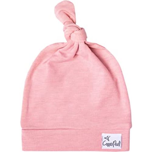 Copper Pearl Baby Beanie Hat Top Knot Stretchy Soft Darling