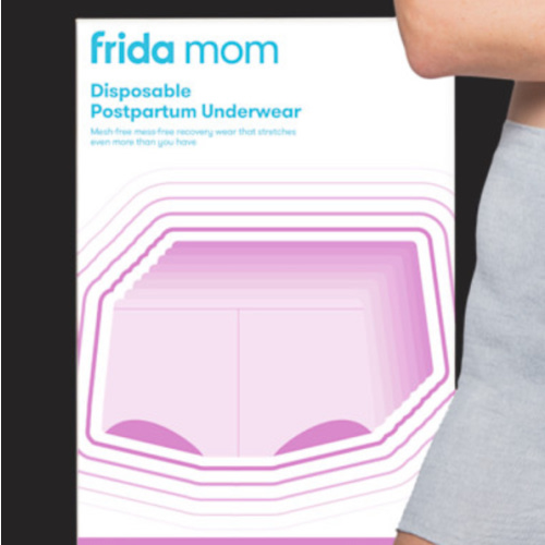 Frida Mom Women's Postpartum Underwear, Disposable Boyshort Underwear, Seamless with Stretchy Support, Postpartum Essentials, Size Regular (Waist 28"-42" Stretched), 8 Count, Grey
