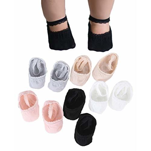 BEHELE Baby Girl Socks Lace Non-skid Toddler Socks Newborn Infants Anti Slip Skid Princess Mary Jane Dress Socks 0-3T 5 Pcs