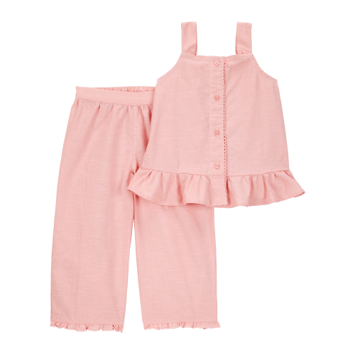 Baby 2-Piece Button-Front Tank & Pull-On Pant Set - Pink - Carter's | Carter's
