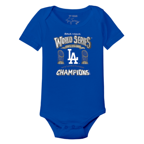 Newborn Los Angeles Dodgers Tiny Turnip Royal 2025 World Series Champions Bodysuit