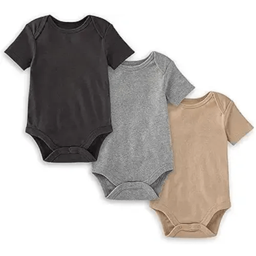 Burt's Bees Baby Unisex Short Sleeve Organic Cotton Bodysuits, 3-Pack