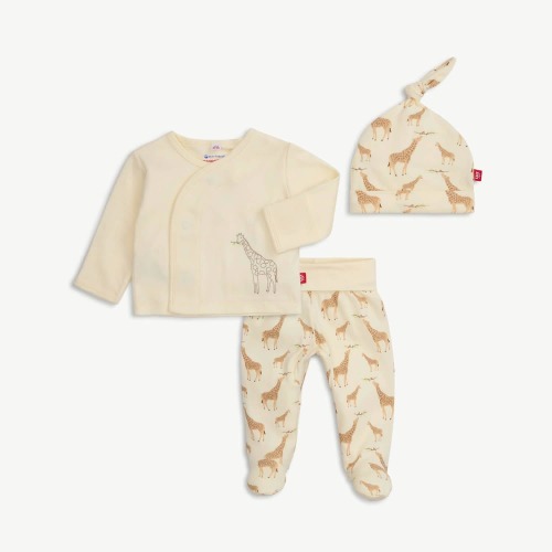 cream jolie giraffe organic cotton magnetic take-me-home kimono set – Magnetic Me