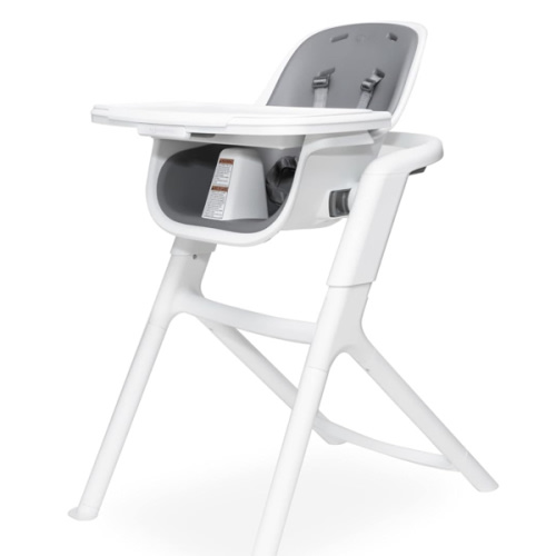 4moms Connect High Chair, One-Handed Magnetic Tray Attachment, White/Grey