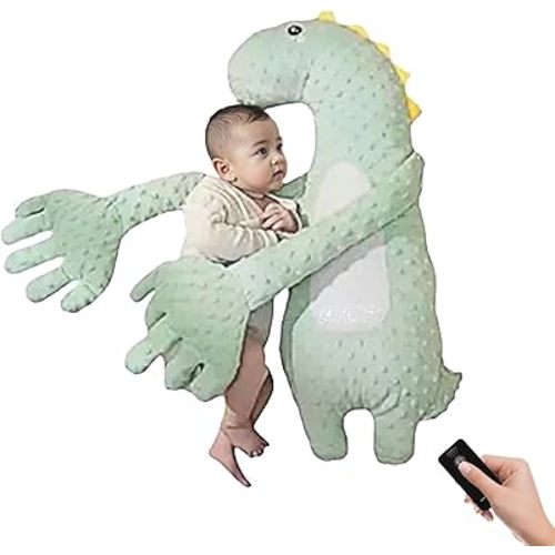 Baby Patting Pillow, Soft Plush Patting Pillow, Mother’s Palm Effect, Comforting and Adjustable (Green Dinosaur)