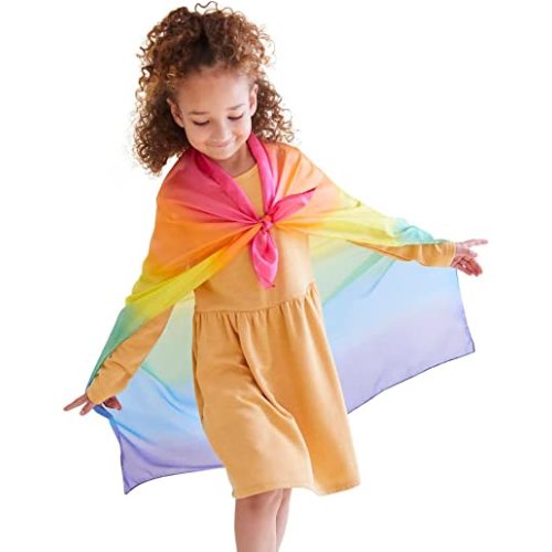 Sarah's Silks Enchanted Playsilk | 100% Silk Sensory Toys for Toddlers | Square Scarves, Montessori and Waldorf Toys for Pretend Play - Rainbow