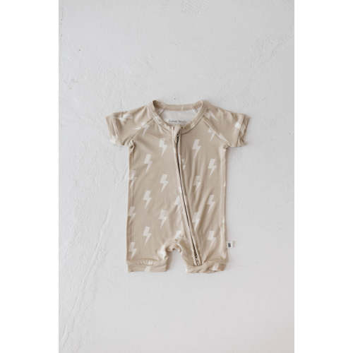 Shortie Bamboo Zip | Tan Lightning Bolt