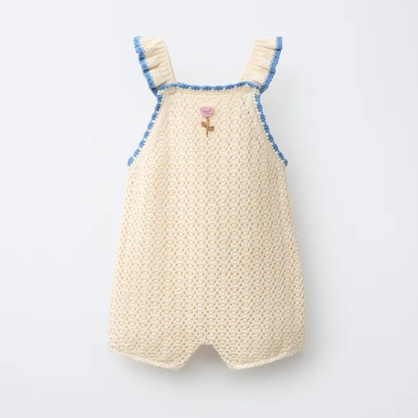 EMBROIDERED FLORAL KNIT ROMPER - Ecru | ZARA United States