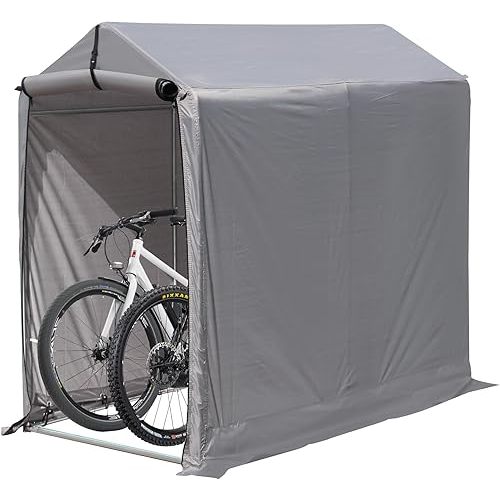 3x6 Ft Outdoor Storage Shelter, Heavy Duty Waterproof Portable Shed with Roll-up Zipper Door and Ventilated Windows for Motorcycle, Bike, Tools Gray