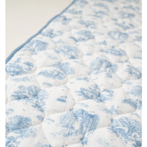 Spring Toile Blue Quilted Playmat - Organic Cotton Baby Playmat – The Gilded Bird US
