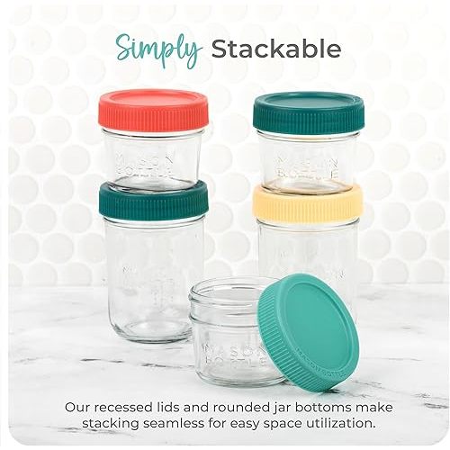 Mason Bottle 8oz Breast Milk Storage Jars (12-Pack) – Reusable Glass Baby Food Containers with Lid for Baby Formula & Breastmilk – Airtight, Stackable, Freezable