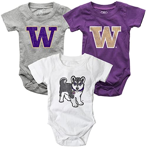 Wes and Willy Baby College Team 3 Pack of Cotton Rompers