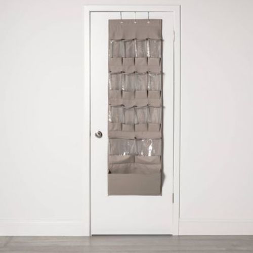 15 Pocket Over The Door Hanging Shoe Organizer Gray - Room Essentials™