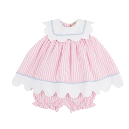 Sydney Scallop Set - Pier Party Pink Pinckney Pink Stripe with Worth Avenue White & Buckhead Blue