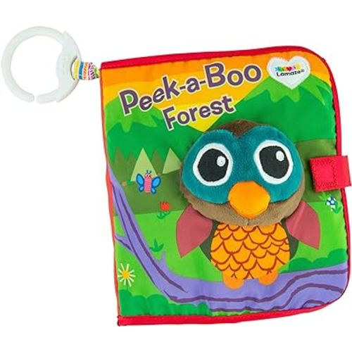 Lamaze Peek-A-Boo Forest Soft Baby Book - Clip-On Cloth Book - Washable Crinkling Fabric Pages for Sensory Play - Teething and Learning Toys for Babies - 6 Months and Up