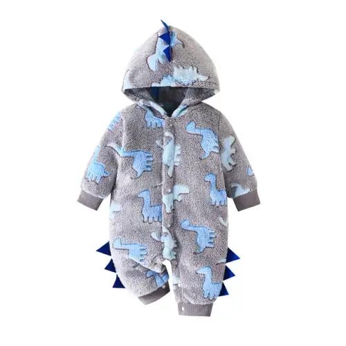 DINOSAUR Plush Hoody Jumpsuit - Hazel & Bo