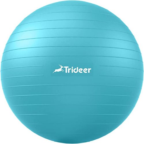 Trideer Yoga Ball Exercise Ball for Working Out, 5 Sizes Gym Ball, Birthing Ball for Pregnancy, Swiss Ball for Physical Therapy, Balance, Stability, Fitness, Office Ball Chair, Quick Pump Included - Turkis - L(23-26ines/58-65cm)