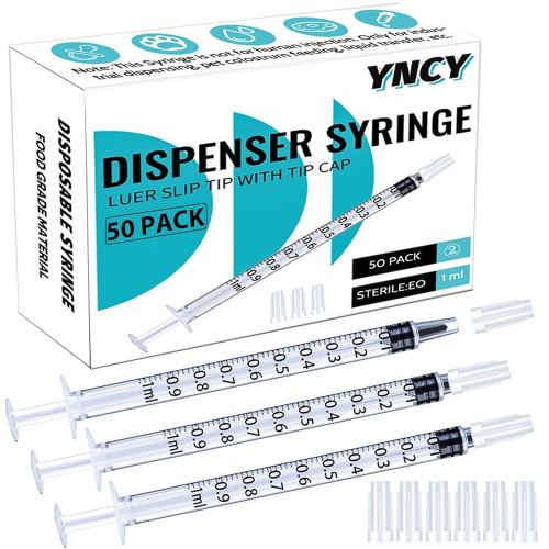 1ml Syringes with Cap, Luer Slip Tip, Whole Pack Bulk Sterile Sealed, No Needle
