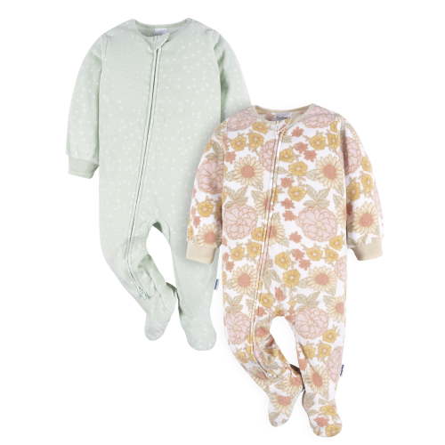 Gerber Baby and Toddler Neutral Microfleece Blanket Sleeper Pajamas, 2-Pack, Sizes 0/3 Months -5T