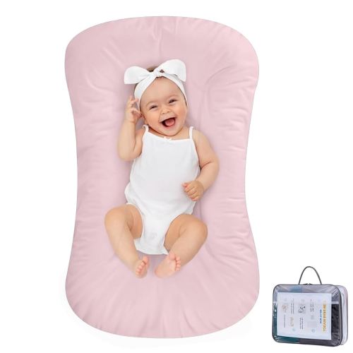 Baby Lounger 100% Cotton,Infant Lounger Baby Nest Co Sleeping Baby Bed,Baby Nest Sleeper Lounger Baby Lounger Pillow for Newborn Baby Lounger 0-24 Months,Pink