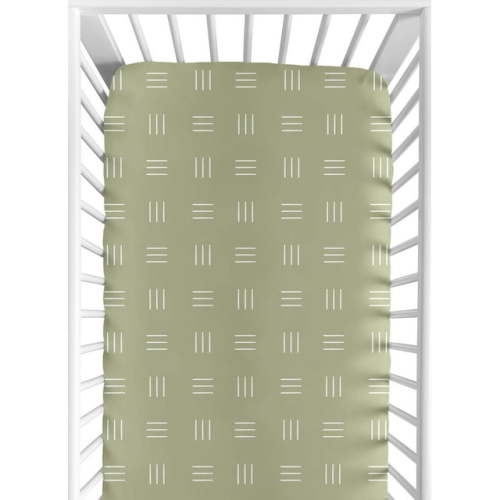 Boho Hatch Sage and White Fitted Crib Sheet by Sweet Jojo Designs