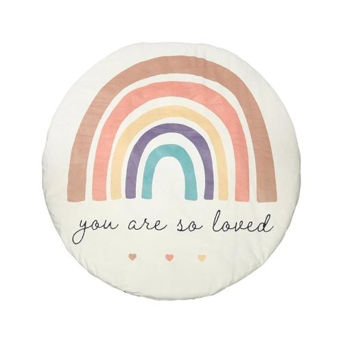 Kate & Milo Plush Baby Mat, Earth Tone Rainbow Infant Mat, Reversible You Are So Loved Play Mat, Soft, Portable and Washable Baby Tummy Time and Play Gym Mat