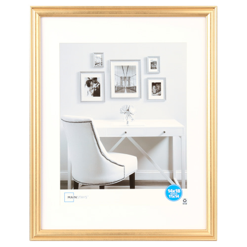 Mainstays 14x18 Matted to 11x14 Traditional Gallery Wall Picture Frame, Gold
